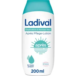 Ladival Empfindliche & Normale Haut Après Pflege-Lotion, After Sun Repair für Erwachsene & Kinder ab 6 Monaten geeignet, kühlt und pflegt nach der Sonne, spendet intensiv Feuchtigkeit, 200ml  