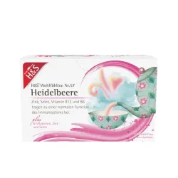 H&S Wohlfühltee Heidelbeere mit B-Vitaminen, Zink und Selen 20X2.5 g Filterbeutel
