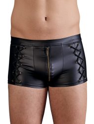 Pants im schwarzen Mattlook mit seitlichen Schnürungen