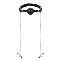 Ball Gag with Nipple Clamps