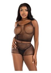 Twist Net Tank Top and Boyshorts Black