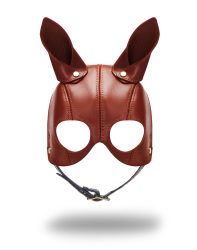Ledermaske mit Ohren - Schwarz, Braun & Gold