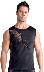 Shirt mit Netz-Einsätzen, Schnürung und D-Ringen