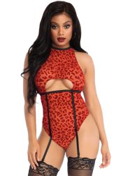 Leg Avenue Sheer backless garter teddy
