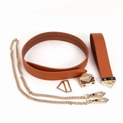 Lockink Collar with Leash Set Brown