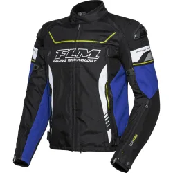 FLM Octane Textiljacke schwarz/blau/weiß/gelb S - Motorradbekleidung - Sport Motorradbekleidung