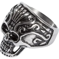 Spirit Motors Edelstahl Ring mit Totenkopf 2.0 silber/schwarz 20 mm - Motorradbekleidung - Zubehör & Accessoires