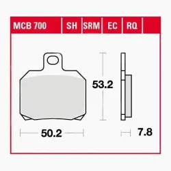 TRW Lucas Bremsbeläge organisch MCB700  50,2x53,2x7,8mm - Motorradteile & Ersatzteile - Bremsen