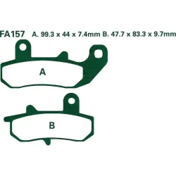 Hi-Q Bremsbeläge organisch FA157  47,7/99,3x83,3/44x9,7/7,4mm - Motorradteile & Ersatzteile - Bremsen