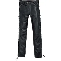 Spirit Motors Schnür-Lederhose 1.0 schwarz - Motorradbekleidung - Chopper Motorradbekleidung