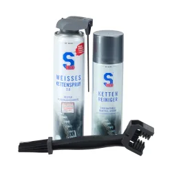 S100 Weisses Kettenspray 2.0 /Kettenreiniger+Kettenbürste - Motorradzubehör - Öle & Schmiermittel