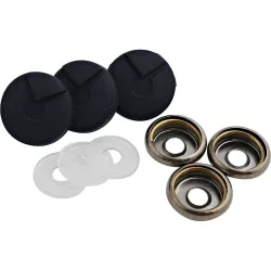 POLO 3x Gummierter Oberknopf (klein) schwarz - Motorradbekleidung - Zubehör & Accessoires