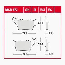 TRW Lucas Bremsbeläge organisch ECO MCB672EC 77,9x41,1x9,2mm - Motorradteile & Ersatzteile - Bremsen