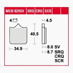 TRW Lucas Bremsbeläge Sintermetall Street MCB829SV 34,9x40,5x8mm - Motorradteile & Ersatzteile - Bremsen
