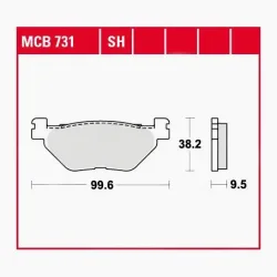 TRW Lucas Bremsbeläge organisch MCB731  99,6x38,2x9,5mm - Motorradteile & Ersatzteile - Bremsen