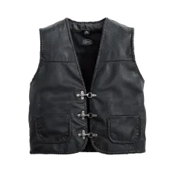 Spirit Motors Lederweste gelocht 1.0 schwarz XL - Motorradbekleidung - Chopper Motorradbekleidung