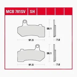 TRW Lucas Bremsbeläge Sintermetall Street MCB781SH 91,5x58,1x7mm - Motorradteile & Ersatzteile - Bremsen