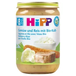 Hipp Gemüse und Reis mit Kalbfleisch 8M Bio Glas 220g