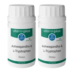 Vitaminplus Ashwagandha L-Tryptophan Relax Kapseln 2x 60 Stück