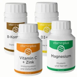 Vitaminplus B-Komplex, C + Zink, Vitamin D3 + K2 & Magnesium