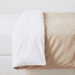 Duvetbezug aus Perkal – 140x170cm – Weiss & Beige – Mit Reissverschluss