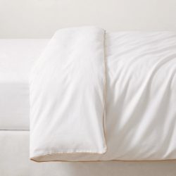 Duvetbezug aus Perkal – 240x240cm – Weiss mit Rand in Beige – Mit Reissverschluss
