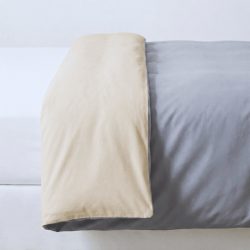 Duvetbezug aus Perkal – 240x260cm – Grau & Beige – mit Reißverschluss