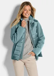 Steppjacke mit Ärmeln aus Softshell - graugrün - Gr. 44 von Goldner Fashion