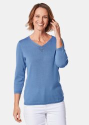 Unkomplizierter Pullover mit V-Ausschnitt - blau - Gr. 19 von Goldner Fashion