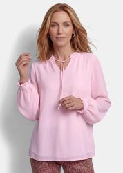 Bluse aus Krepp-Qualität mit Rüschen - rosé - Gr. 54 von Goldner Fashion