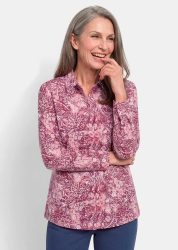 Hemdbluse aus reiner Baumwolle - bordeaux / gemustert - Gr. 22 von Goldner Fashion