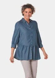 Locker fallende Tunikabluse aus angenehmer Qualität - blau - Gr. 21 von Goldner Fashion