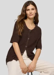 Strickjacke aus Effektgarn mit viel Baumwolle - braun - Gr. 42 von Goldner Fashion
