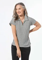Shirt mit dezentem Jacquard - schwarz / weiss / gemustert - Gr. 20 von Goldner Fashion