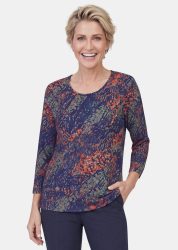 Langarmshirt mit Pailletten-Print - bunt / gemustert - Gr. 20 von Goldner Fashion