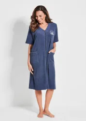 Leichtfrottee-Hausmantel mit Reissverschluss - blau - Gr. 21 von Goldner Fashion