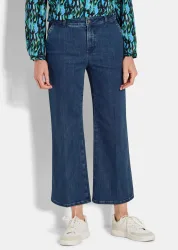 Jeans-Culotte VERA mit Bügelfalten - blau - Gr. 22 von Goldner Fashion