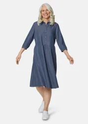 Kleid mit Hemdblusenkragen - blau - Gr. 25 von Goldner Fashion
