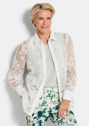 Ausbrenner-Bluse mit Blumenmuster - weiss - Gr. 20 von Goldner Fashion