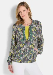 Blouson aus reiner Viskose - grün / gemustert - Gr. 20 von Goldner Fashion