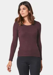 Thermo Damen-Unterwäsche Langarmshirt - bordeaux / méliert - Gr. 36 von Goldner Fashion