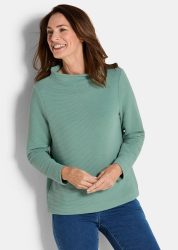 Ottoman-Sweatshirt mit Turtleneck - graugrün - Gr. 48 von Goldner Fashion