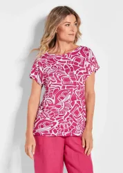 Druckshirt aus Viskose-Jersey - pink / gemustert - Gr. 19 von Goldner Fashion