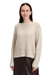 Lochstrick-Pullover mit Pailletten - beige - Gr. 42 von Goldner Fashion