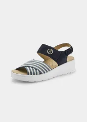Sandale mit weichen Stretchbändern - marine - Gr. 36 von Goldner Fashion