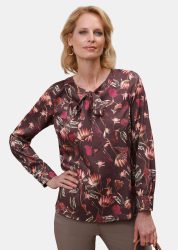Druckbluse in Satinqualität - dunkelrot / gemustert - Gr. 20 von Goldner Fashion