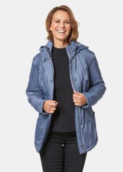 Jacke mit Kapuze in dezenter Crashstruktur - rauchblau - Gr. 21 von Goldner Fashion