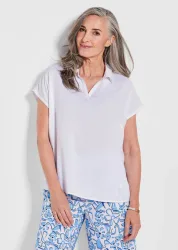 Schlupfbluse mit offenem Hemdkragen - weiss - Gr. 44 von Goldner Fashion