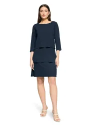 Elegantes Stufenkleid mit Wellensaum - dunkelblau - Gr. 44 von Goldner Fashion