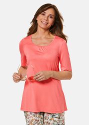 Zeitloses Shirt mit modernem Raffdetail - koralle - Gr. 38 von Goldner Fashion